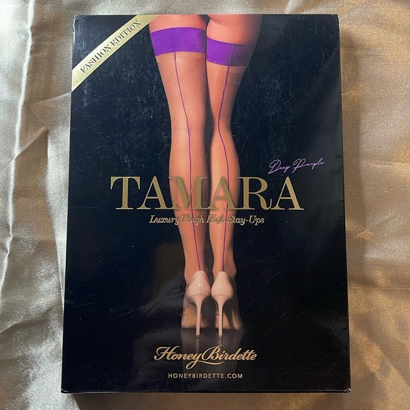 Honey Birdette Accessories - Honey Birdette Tamara Deep Purple Thigh High Stockings